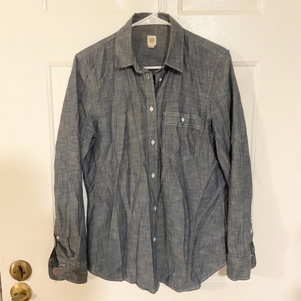 GAP long sleeve denim button up shirt